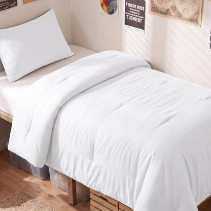 CozyLux Twin Comforter Set, 2 Pieces Down Alternative Bedding, White