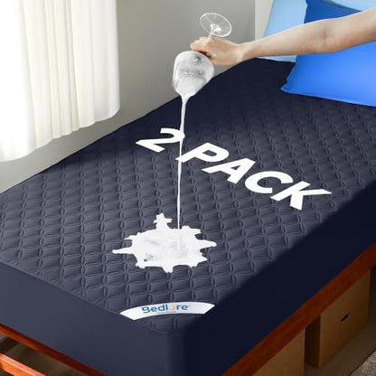 BEDLORE 2 Pack Waterproof Mattress Protector, Twin XL Size Mattress Pad
