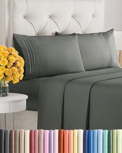 King Size 4 Piece Sheet Set - Ultra Soft & Cooling Bed Sheets - Dark Taupe