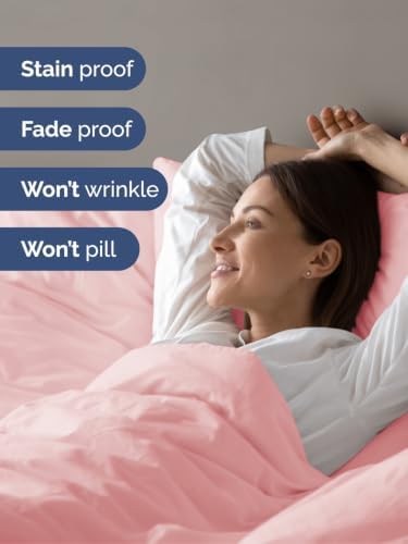 Duvet Cover Full Size - Soft 3 Piece with Zipper Closure - Baby Pink
