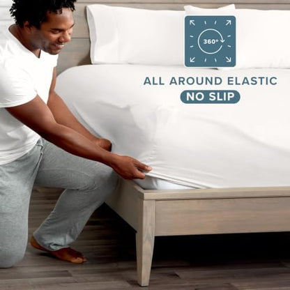 Bare Home Queen Fitted Sheet - 1800 Ultra-Soft (Queen, Antique White)
