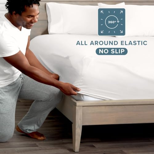 Bare Home Cal King Fitted Sheet - 1800 Ultra-Soft (Cal King, Antique White)