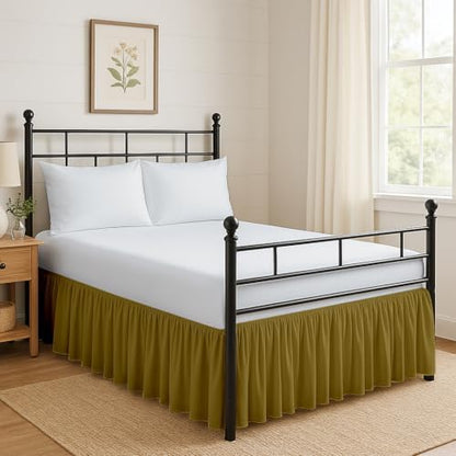 Ruffled Bed Skirt Split Corners with Platform, Tailored Fit Hotel Quality Wrinkle Free Ultra-Soft Microfiber Dust Ruffle, Upto 14 Inch Drop, Full XL, Taupe