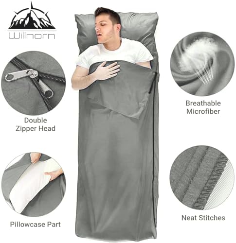 Sleeping Bag Liner,Travel Sheets & Adult Sleep Sack & Self Tan Sleep Sack for Backpacking,Hotel, Hostels, Lightweight Single Camping Sleep Pod