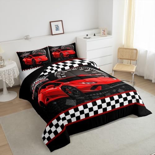 Feelyou Race Car Bedding Set Queen Size for Boys Girls