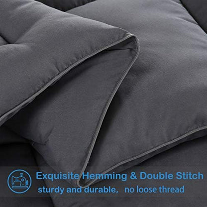 EASELAND California King Down Alternative Comforter, Dark Grey, 96x104