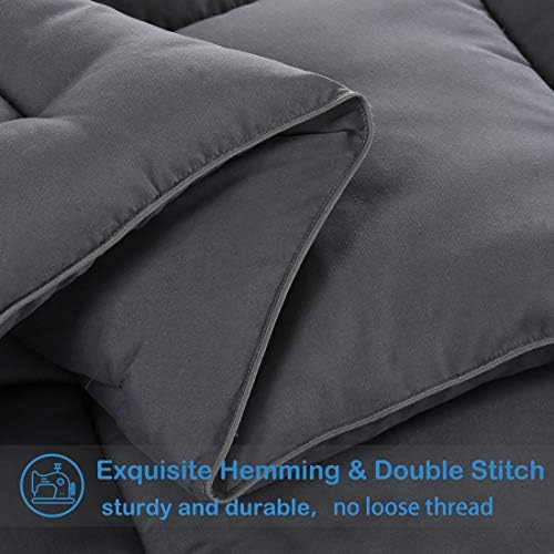 EASELAND King Size Down Alternative Comforter, Dark Grey, 90x102 Inches
