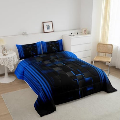 Feelyou Kids Blue and Black Comforter Set Ombre Bedding Set Full Size