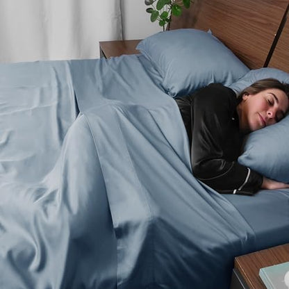 ACCURATEX Cooling Sheets for Hot Sleepers, California King Size,Dusty Blue
