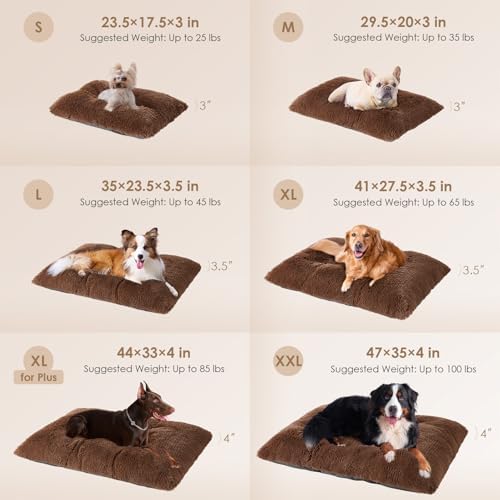 EHEYCIGA Fluffy Dog Crate Bed, Plush XX Large Dog Pillow, Coffee