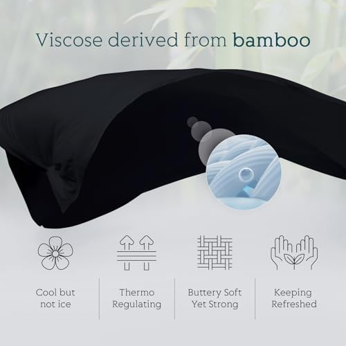Cooling Sheets Set Twin Size, Viscose Derived from Bamboo for Hot Sleepers | Deep Pocket Up to 15 Inch | Silky Soft & Breathable Bedding - 3PC (Twin, Black)