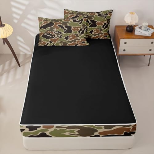 Feelyou Camo Fish Hunting Comforter Set Twin Size Kids Boys Girls