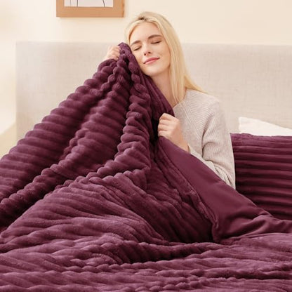 EXQ Home Fluffy Comforter Set Twin Size,2 Pieces Bed Set,Burgundy
