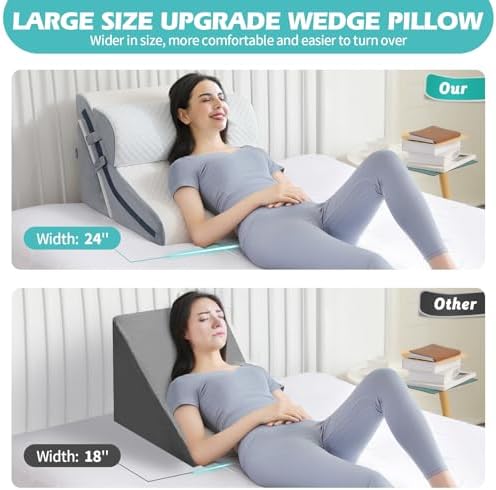 Simpledad Wedge Pillow for Sleeping, 3PCS Orthopedic Bed Wedge Pillow Set