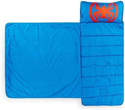 Jay Franco Kids Nap Mat with Embedded Pillow & Blanket – Soft 46"x20" Microfiber Sleeping Bag with Name Tag & Handle for School, Travel, Sleepover