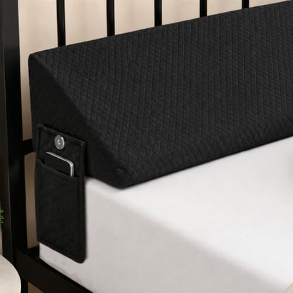 Queen Size Bed Wedge Pillow for Bed Gap Filler/Headboard Gap Black
