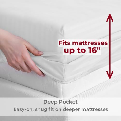 Mellanni Iconic 4-Piece, Ultra Soft Sheet Set (Full, Striped White)
