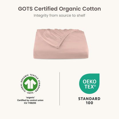 Bioweaves 100% Organic Cotton 1 Twin XL Fitted Sheet Only | 300 Thread Count Sateen Weave GOTS Certified with Deep Pocket - Dusty Rose