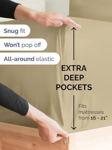 Extra Deep Pocket Full Size Sheet Set - Breathable & Cooling - Beige