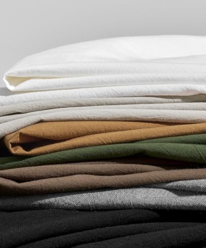 JELLYMONI 100% Washed Cotton Fall Brown Duvet Cover King, Linen-Like