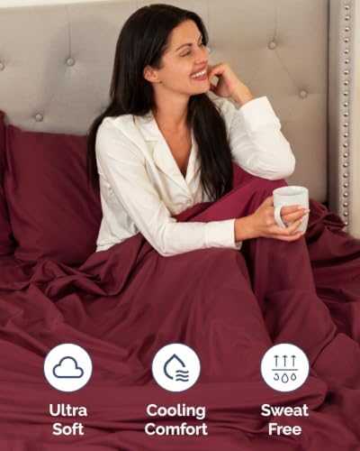 Flex Top Split Head King 6 Piece Sheet Set - Soft & Cooling - Burgundy