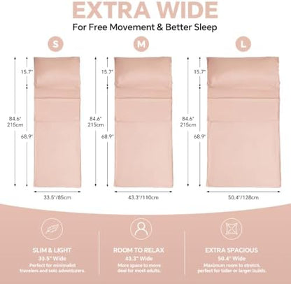 Sleeping Bag Liner,Extra Wide Travel Sheets for Hotel,3 Size