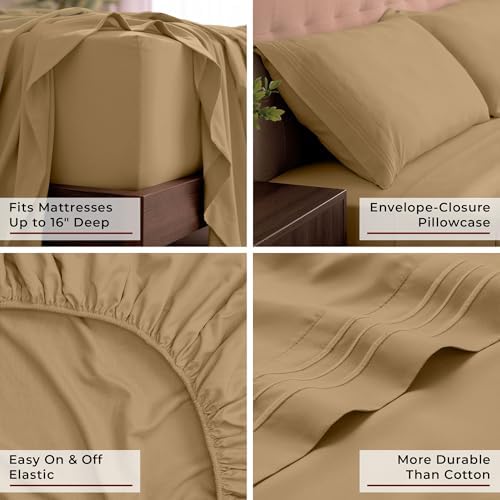 Mellanni Iconic 4-Piece, Ultra Soft Sheet Set (King, Gold)