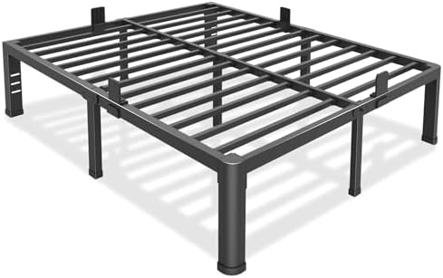 Bilily 14 inch King Bed Frame Metal Platform with Round Corner Legs,3500 LBS Heavy Duty Steel Slats Support,Headboard Compatible,No Box Spring Needed,Easy Assembly,Mattress Retainer,Underbed Storage