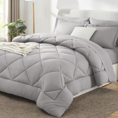 CozyLux Oversized King Comforter Set 120"x98", 7 Piece, French Grey