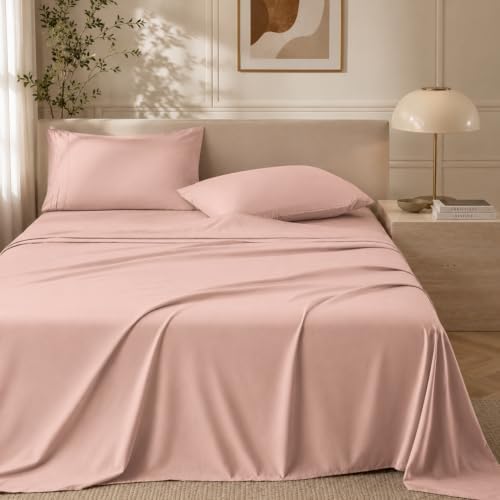 English Rose Sheets Twin Sheet Set, Pre-Washed Brushed Cotton-Like Microfiber, 3 Pcs Soft Breathable Sheet Set Twin,Fade Resistant, Includes 1 Fitted, 1 Flat, 1 Pillowcases (English Rose, Twin)