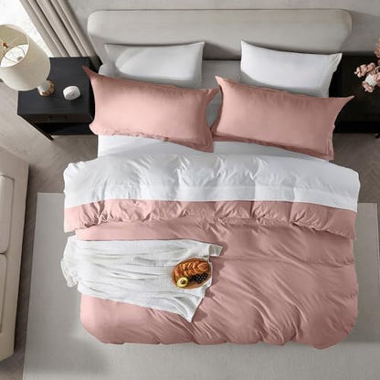 Hearth & Harbor Prewashed California King Duvet Cover Set, Blush Pink
