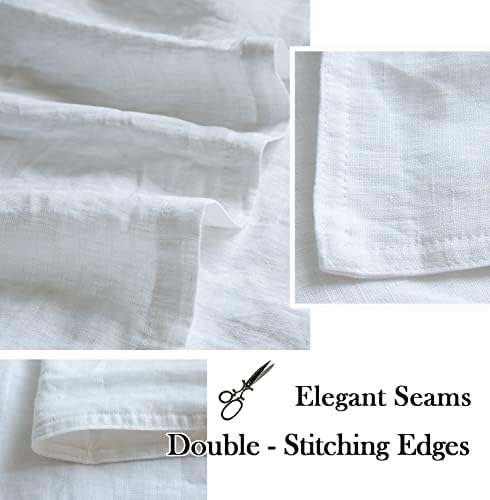 Simple&Opulence 100% Washed Linen Euro Shams 26'' x 26'' Pack of 2, Basic Style Solid Color Natural Flax Farmhouse Decorative Square Throw Pillow Covers for Bed Couch Sofa - White