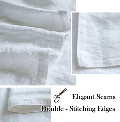 Simple&Opulence 100% Washed Linen Euro Shams 26'' x 26'' Pack of 2, Basic Style Solid Color Natural Flax Farmhouse Decorative Square Throw Pillow Covers for Bed Couch Sofa - White