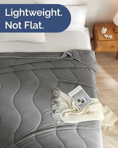Cooling Comforter Full/Queen Size - Cooling Blanket - 90x90 (Dark Grey)