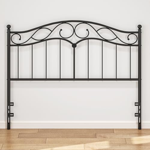 Queen Size Headboard Only, Vintage Metal Headboard for Queen Bed Black
