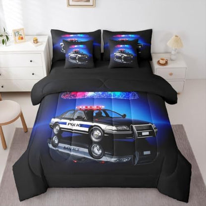 Feelyou Kids Police Car Comforter Set with Sheets 7 Piece Full Size