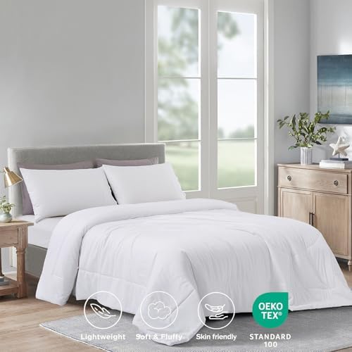 Zaizaihome Bamboo Viscose Comforter Set Twin Size 2 Pieces - White