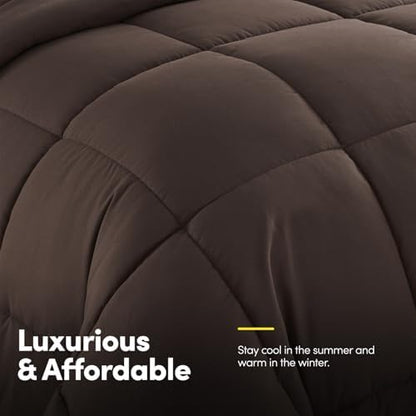 King Size Comforter Set with Sheets - 7-Piece Bedding Collection - 1 Comforter, 1 Fitted Sheet, 1 Flat, 4 Pillowcases - Deep Pocket - Soft & Premium Quality - Ideal for All Seasons, Chocolate Brown