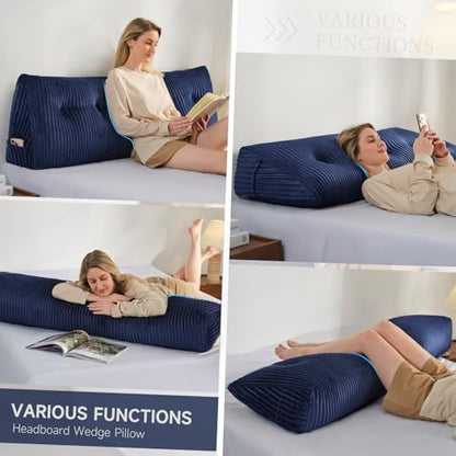 Z-hom Large Headboard Pillow King,NO ROLL Pillow, Wedge Pillow Headboard