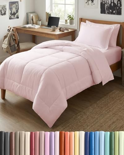 Twin XL Comforter Set - 5 Piece Bed in a Bag Twin XL Size - Lavender Pink