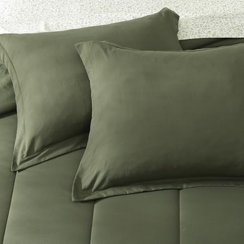 King Size Comforter Set-7 Pieces Green Soft Bed in a Bag King Bedding Sets