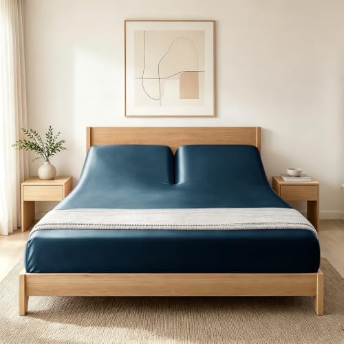 RUDONG M Split Top King Fitted Sheet Only for Adjustable Beds, Blue