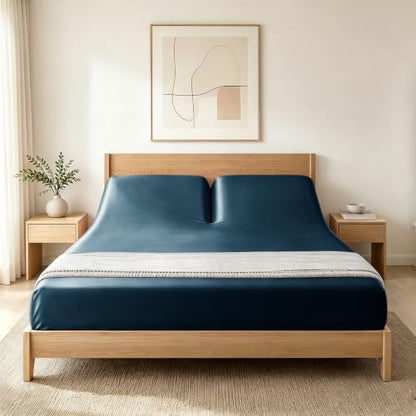RUDONG M Split Top King Fitted Sheet Only for Adjustable Beds, Blue