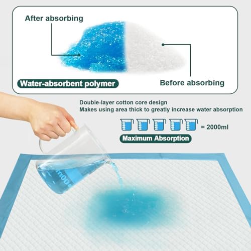 BIGGMED 100 Count Incontinence Bed Pads 40'' x 36'' Tear-Resistant
