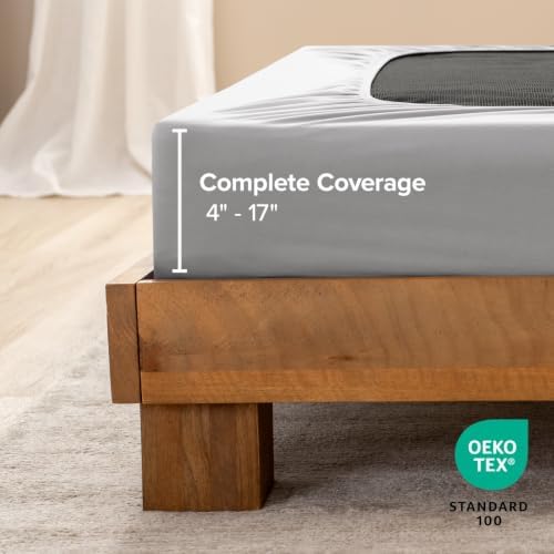 Bare Home Full Size Box Spring Cover Wrap Around (Full, Light Grey)
