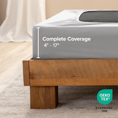 Bare Home Full Size Box Spring Cover Wrap Around (Full, Light Grey)