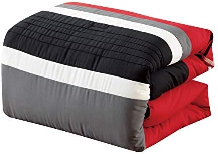 Chezmoi Collection 7-Piece Zigzag Embroidered Comforter Set, Queen Size