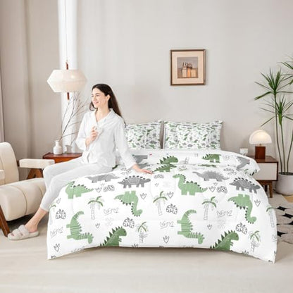 Feelyou Cute Dinosaur 7 Piece Bedding Set for Kids