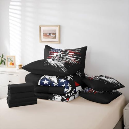 Feelyou Dirt Bike Rider Queen Comforter Set with Sheets for Kids Boys Girls Splatter Print 7 Pieces Bedding Set Off-Road Racing Bed in a Bag Outdoor Sports Room Decor Motocross Art Soft Lightweight