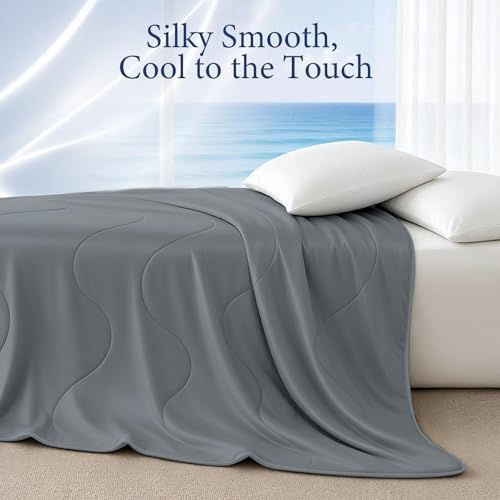 Cooling Comforter for Hot Sleepers, Queen 90x90, Medium Gray